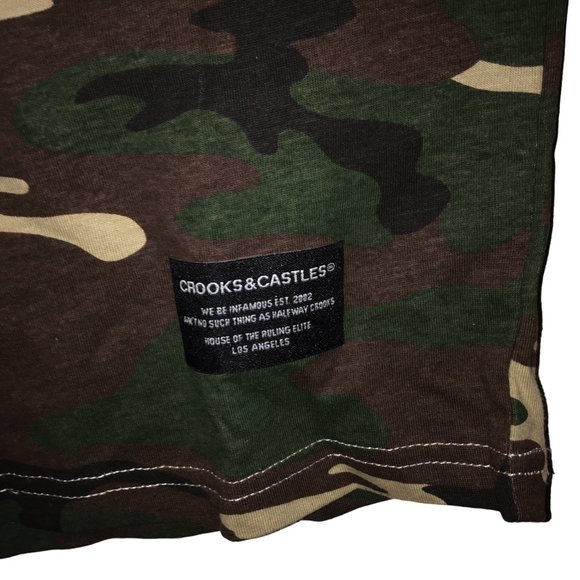 Crooks & Castles Camo with Cherub Mens Large T Shirt NWT - Picture 3 of 7
